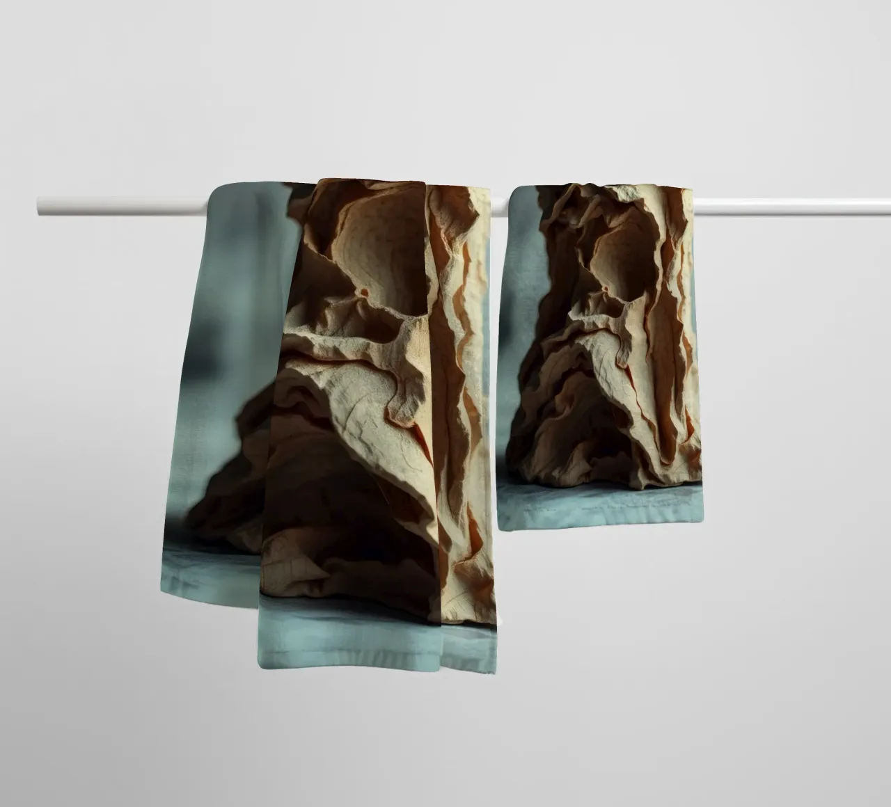 Unique textured sculpture displayed against a soft gray towel by DesignDoodle