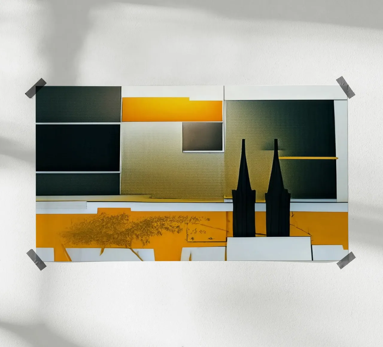 Vue sur la cathédrale de Cologne_3 poster avec cadre en bois de Abstract Art by LK