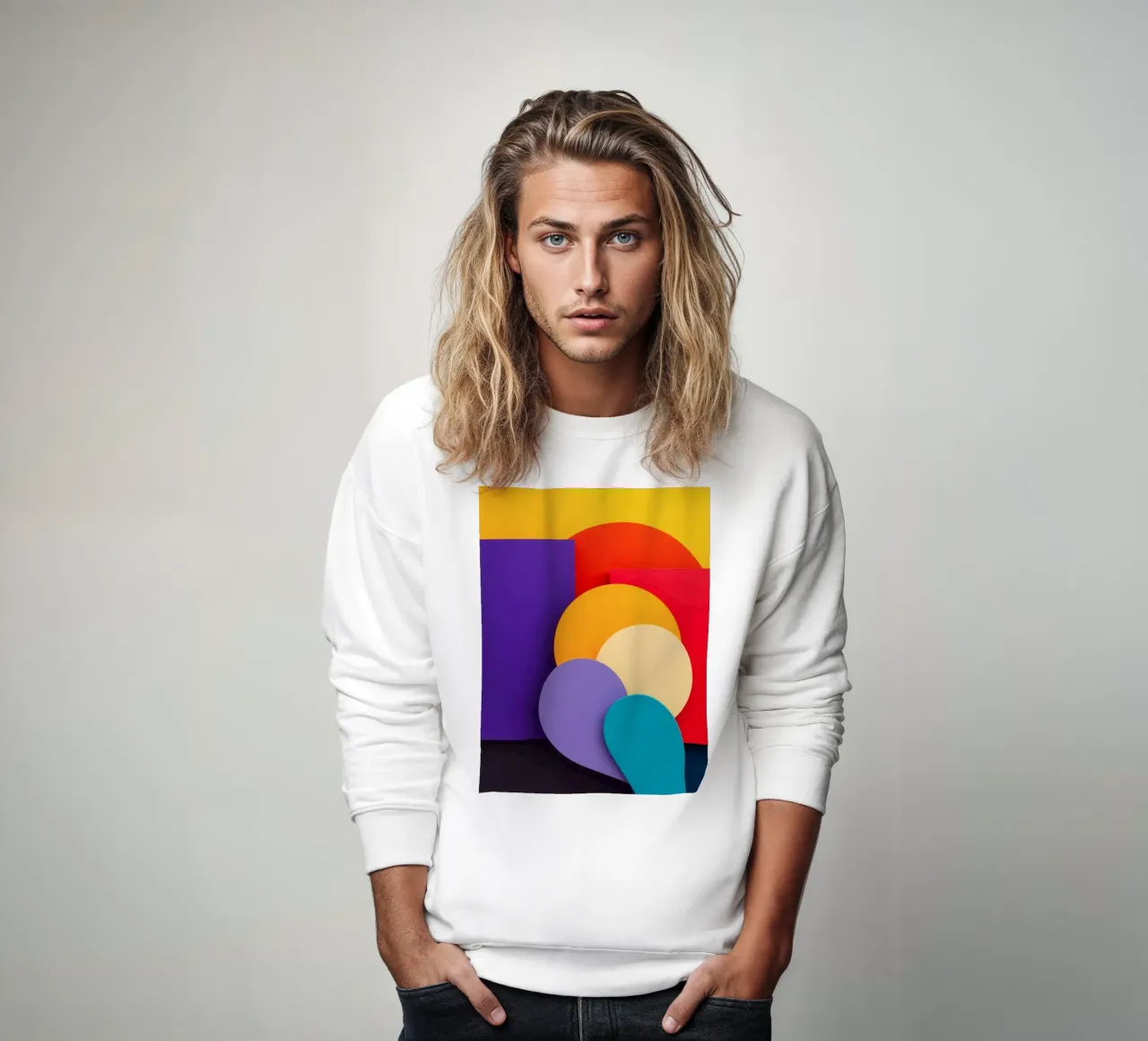 Des formes géométriques colorées créent un motif abstrait sweat de DesignDoodle