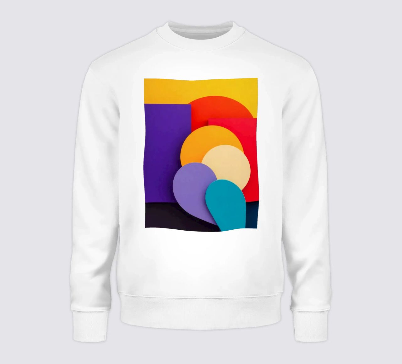 Colorful geometric shapes create an abstract design sweatshirt by DesignDoodle
