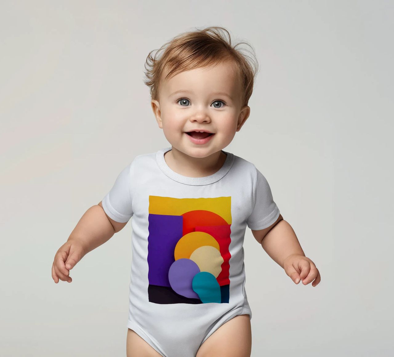 Le forme geometriche colorate creano un design astratto body neonato maniche corte da DesignDoodle