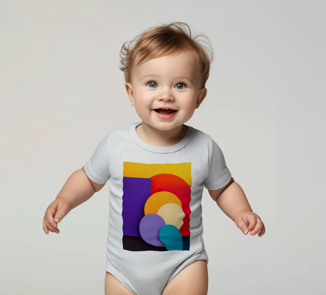 Le forme geometriche colorate creano un design astratto body neonato maniche corte da DesignDoodle