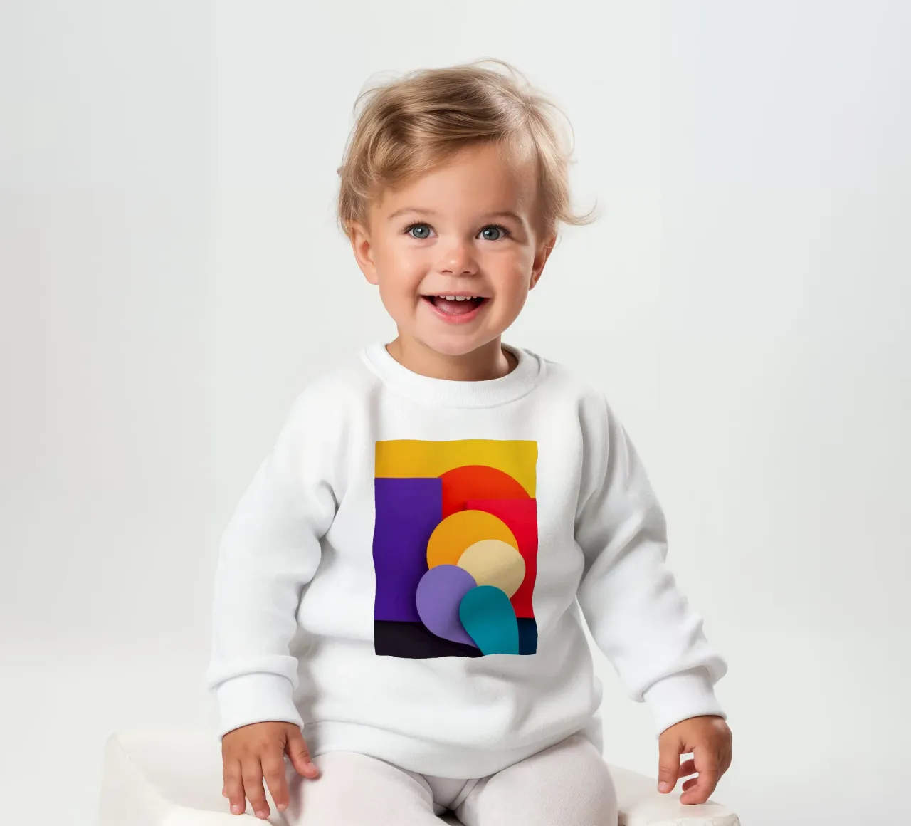 Des formes géométriques colorées créent un motif abstrait sweat pour bébé de DesignDoodle