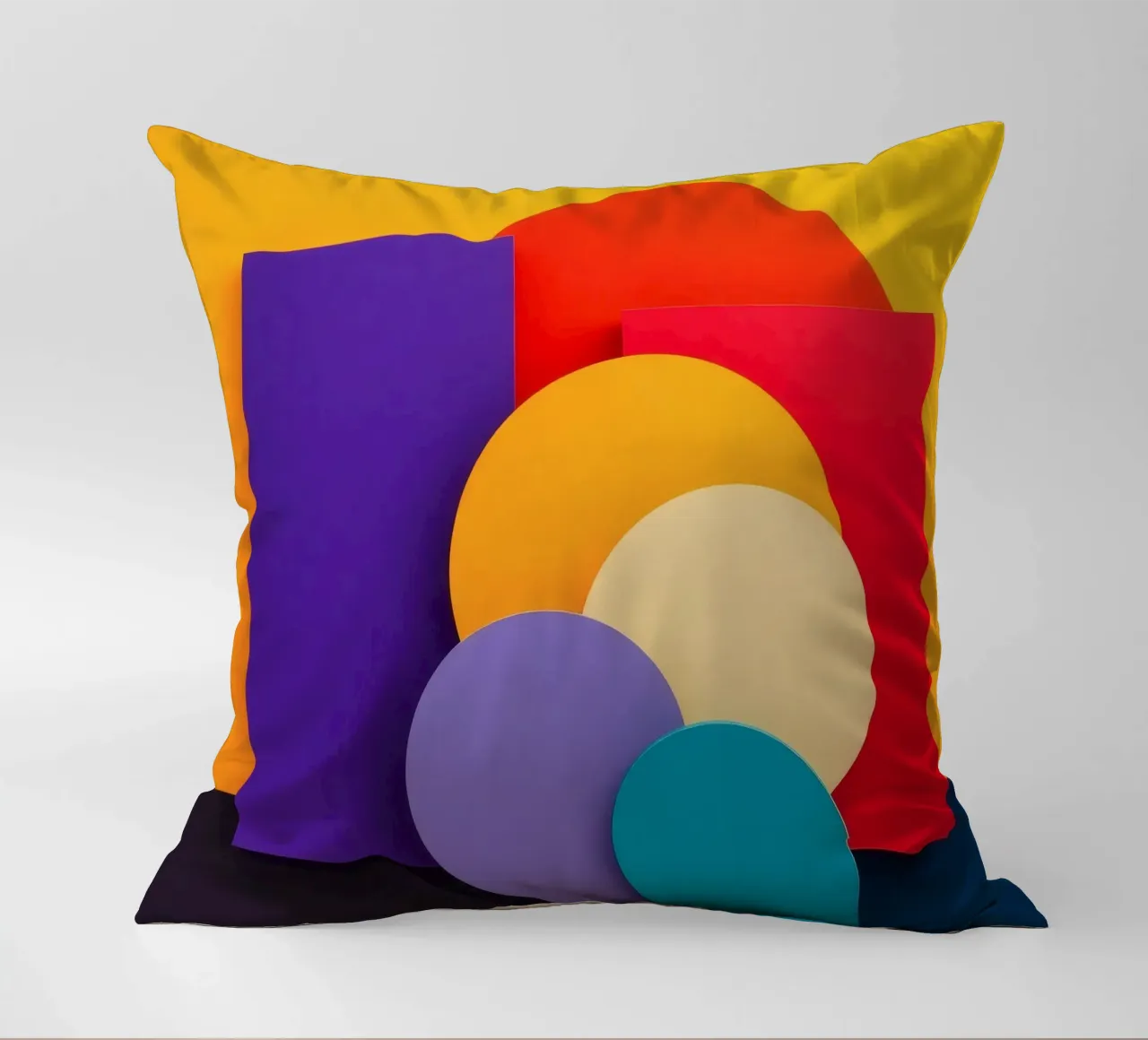 Des formes géométriques colorées créent un motif abstrait coussin de DesignDoodle