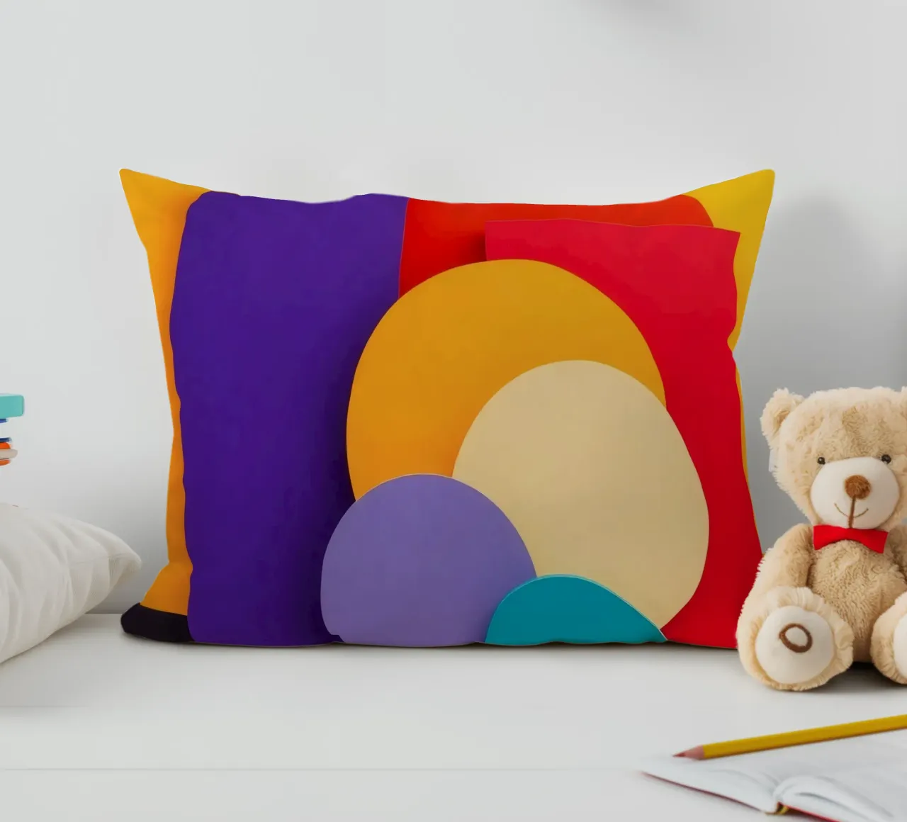 Kleurrijke geometrische vormen creëren een abstract ontwerp kussen van DesignDoodle