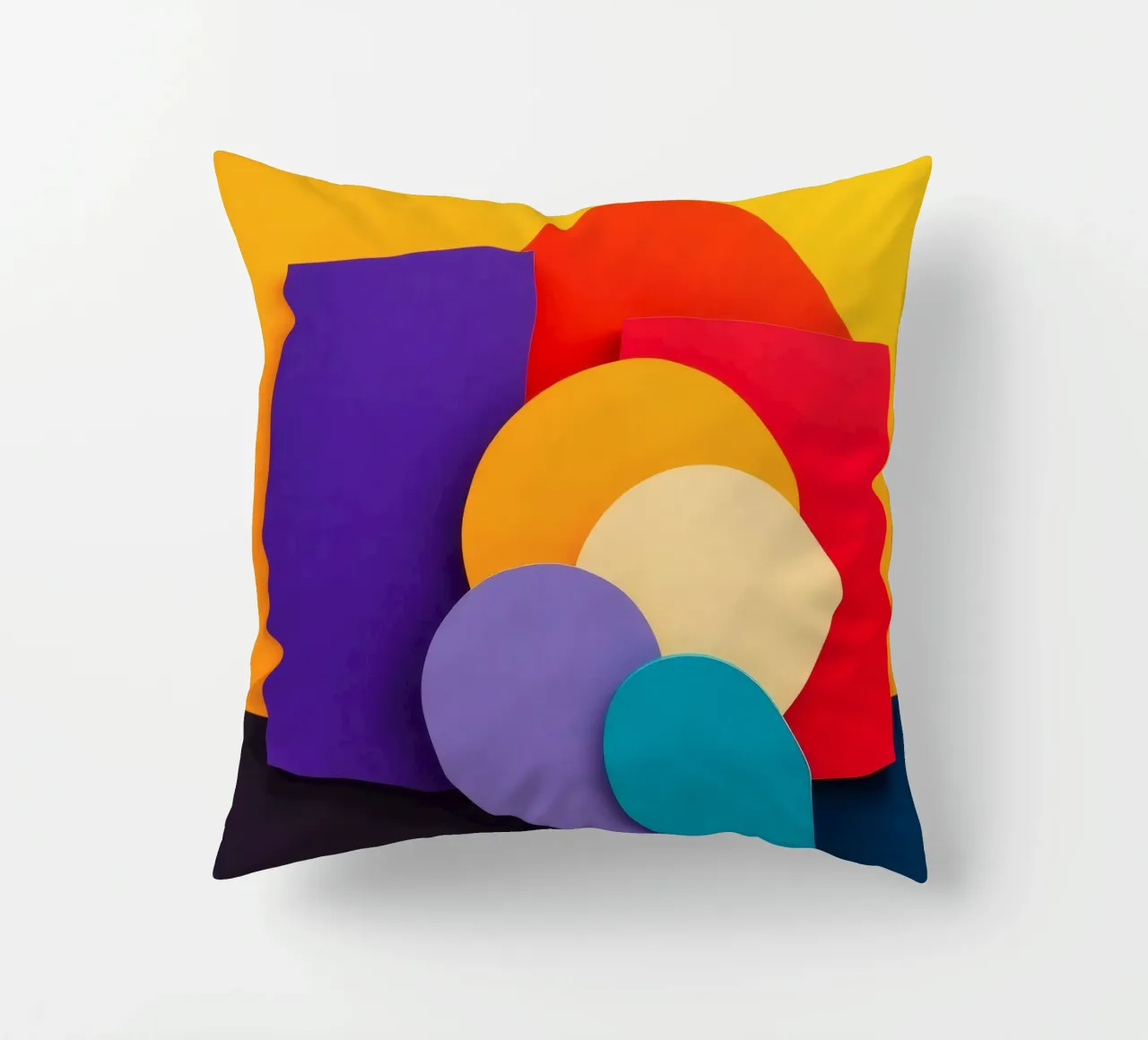 Des formes géométriques colorées créent un motif abstrait coussin de DesignDoodle