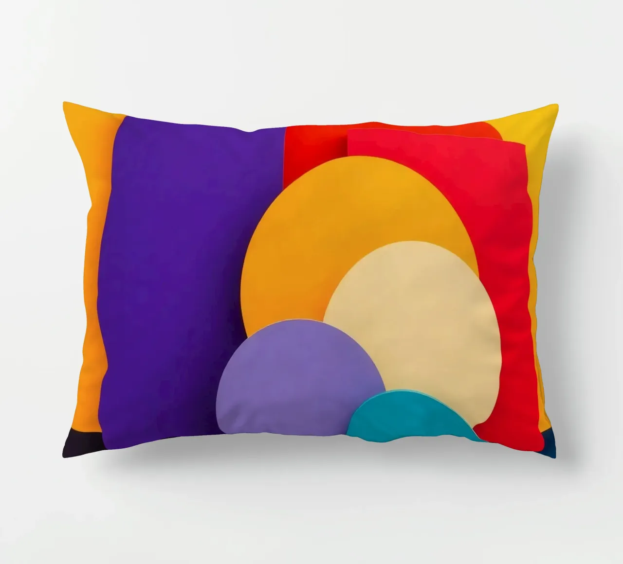 Des formes géométriques colorées créent un motif abstrait coussin de DesignDoodle