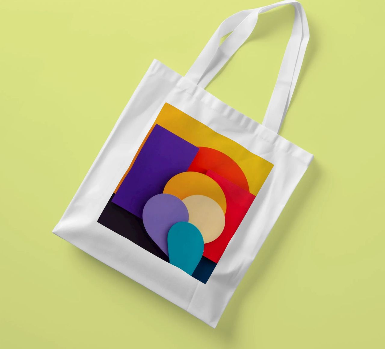 Le forme geometriche colorate creano un design astratto borsa in juta da DesignDoodle