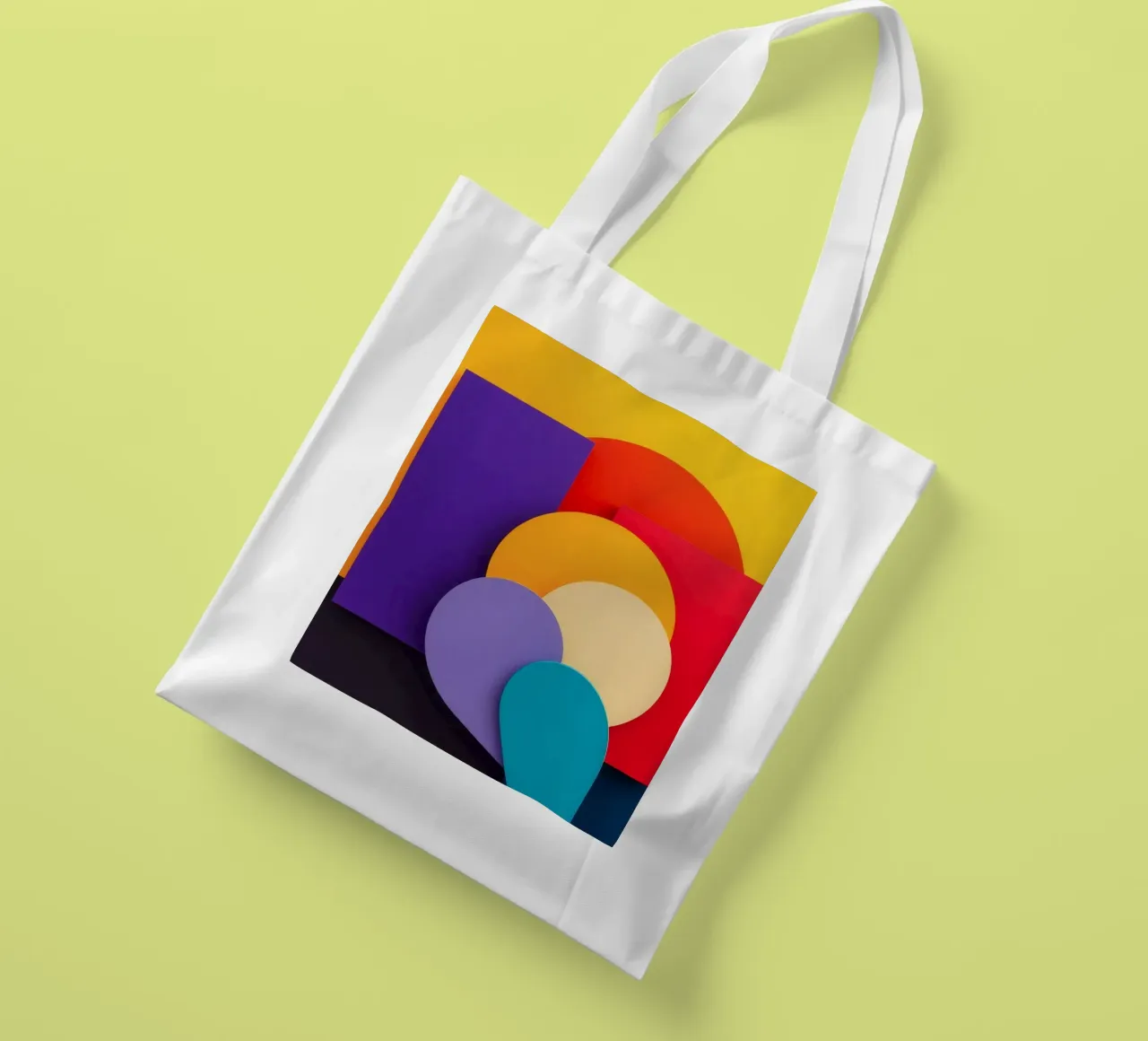 Le forme geometriche colorate creano un design astratto borsa in juta da DesignDoodle