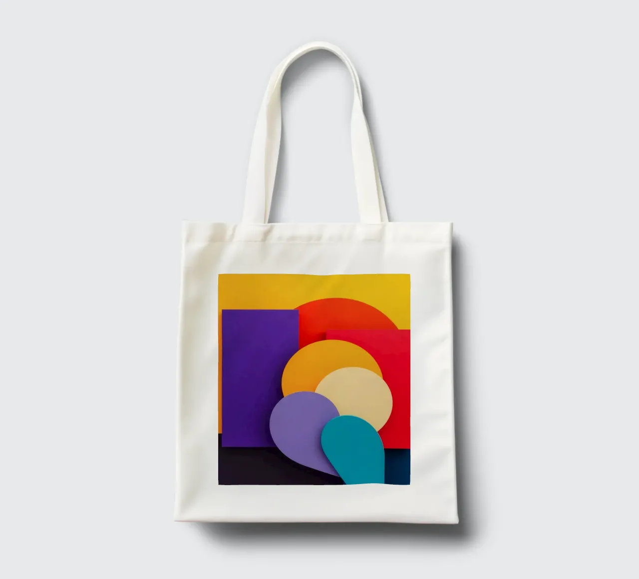 Le forme geometriche colorate creano un design astratto borsa in juta da DesignDoodle