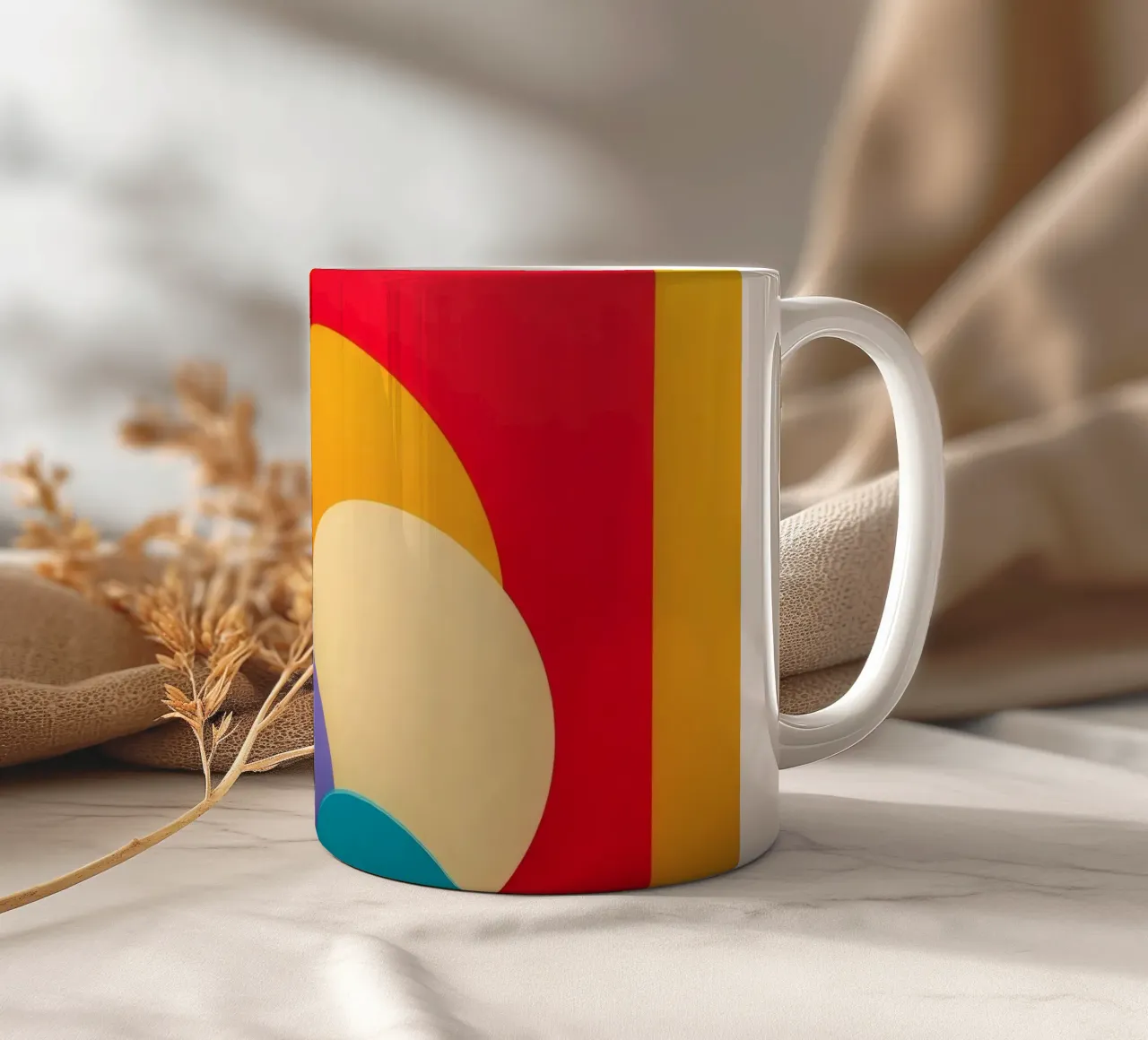 Kleurrijke geometrische vormen creëren een abstract ontwerp keramische mok van DesignDoodle