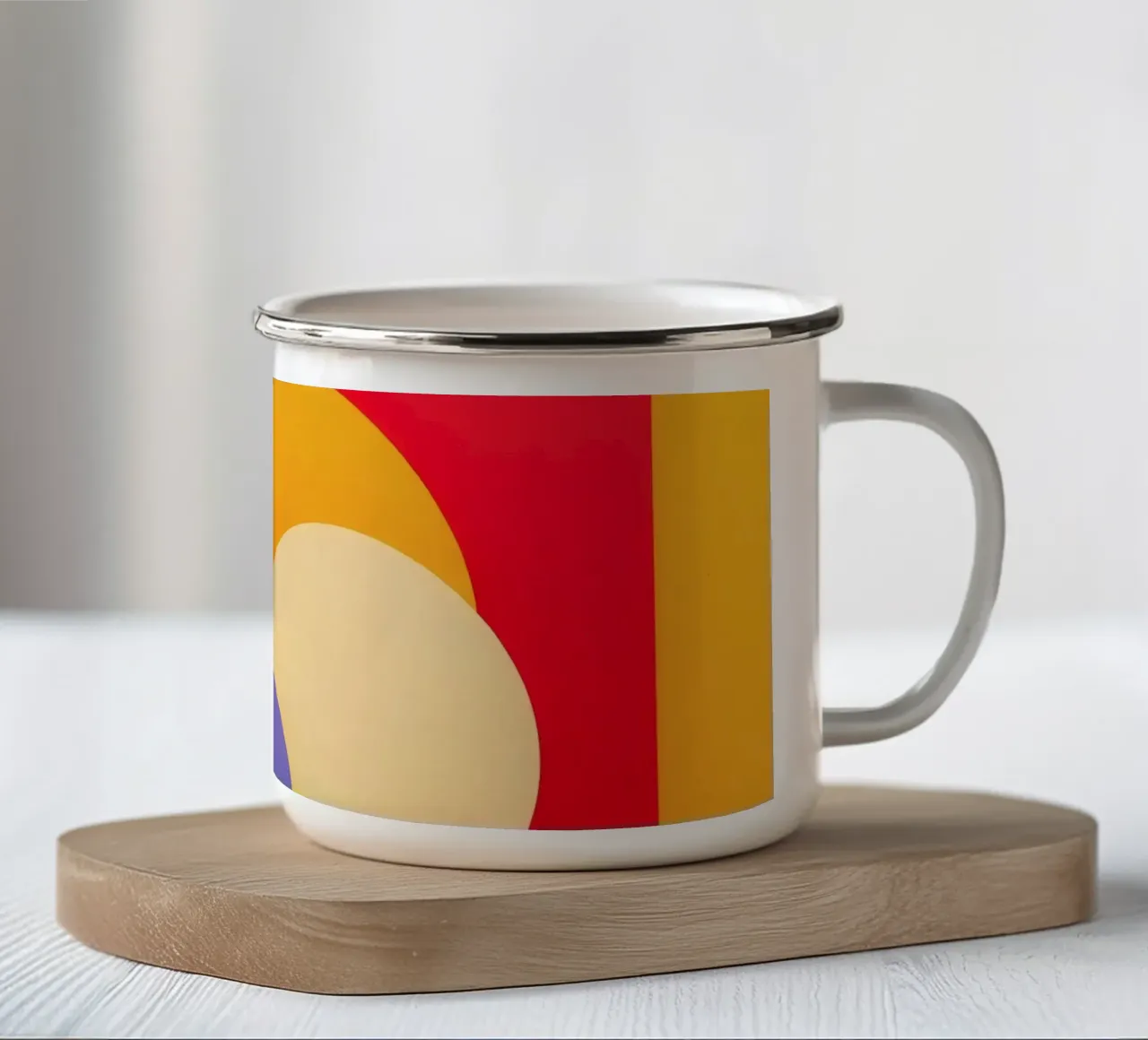 Kleurrijke geometrische vormen creëren een abstract ontwerp emaille mok van DesignDoodle