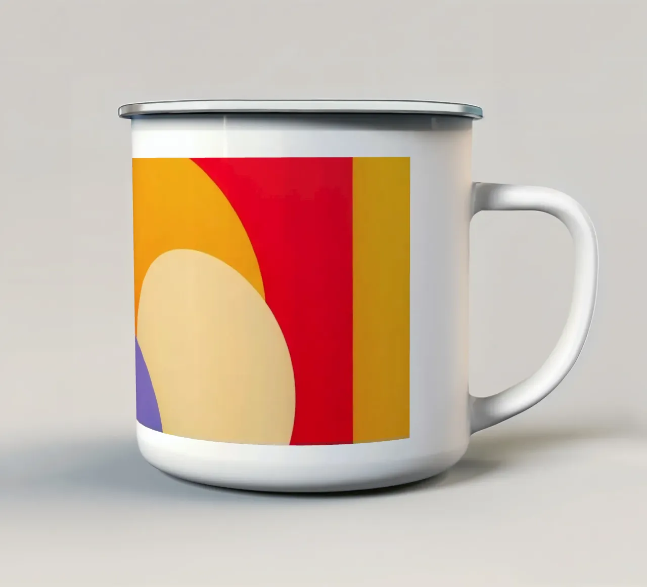 Des formes géométriques colorées créent un motif abstrait mug en émail de DesignDoodle