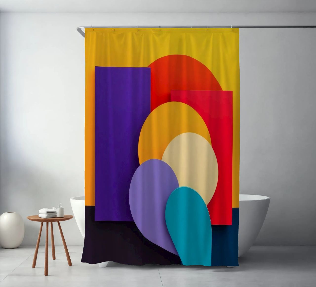 Le forme geometriche colorate creano un design astratto tenda da doccia da DesignDoodle