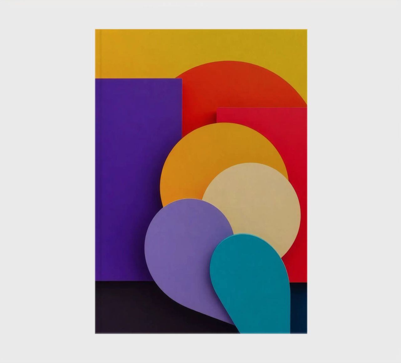 Colorful geometric shapes create an abstract design notebook by DesignDoodle