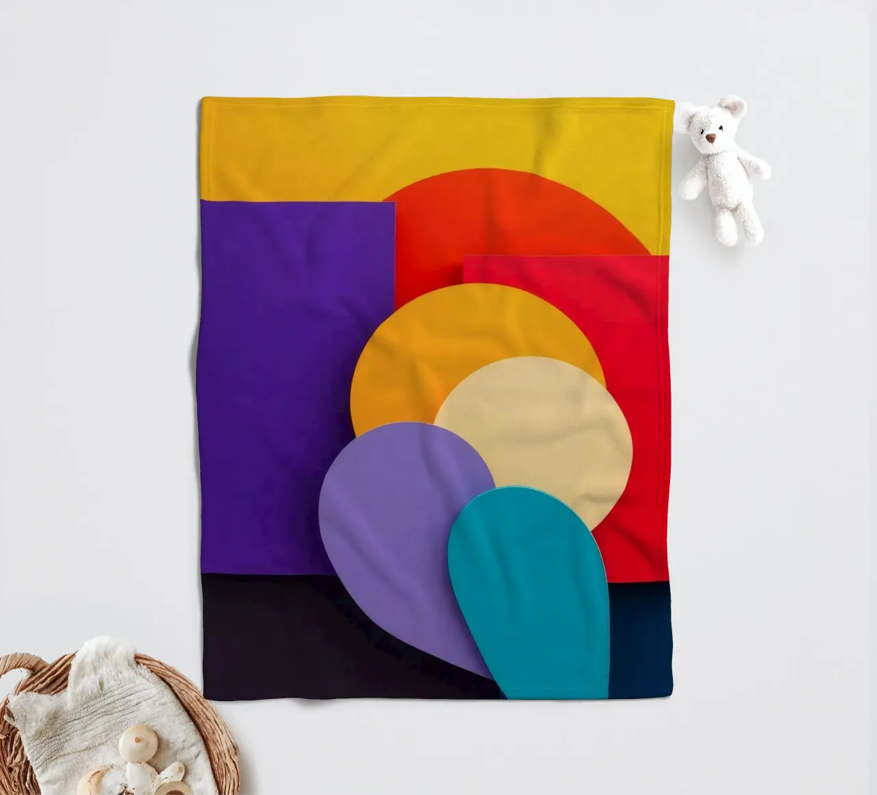Des formes géométriques colorées créent un motif abstrait plaid polaire de DesignDoodle