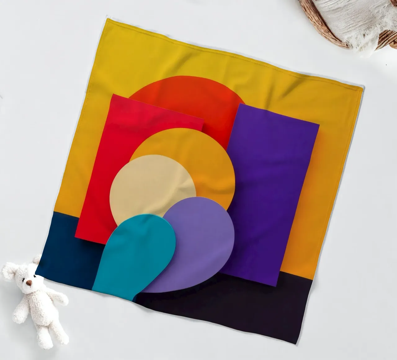 Des formes géométriques colorées créent un motif abstrait plaid polaire de DesignDoodle