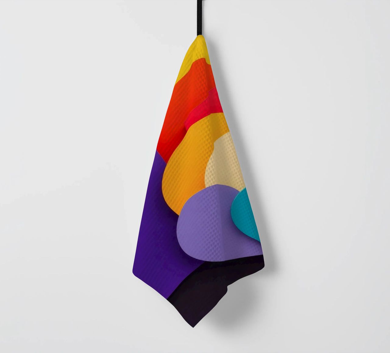Colorful geometric shapes create an abstract design tea towel by DesignDoodle