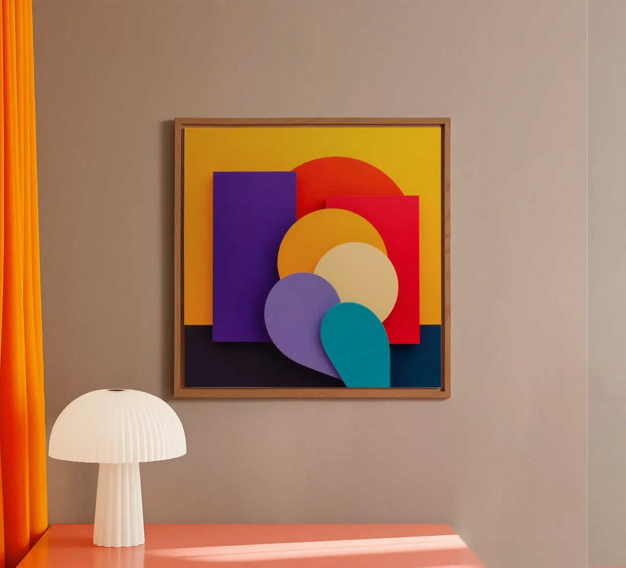 Formas geométricas de colores crean un diseño abstracto aluminio dibond de DesignDoodle