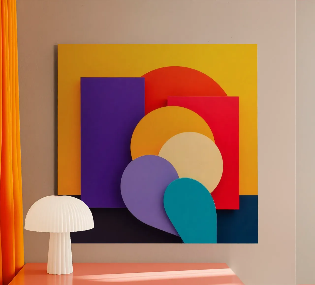 Le forme geometriche colorate creano un design astratto alluminio dibond da DesignDoodle