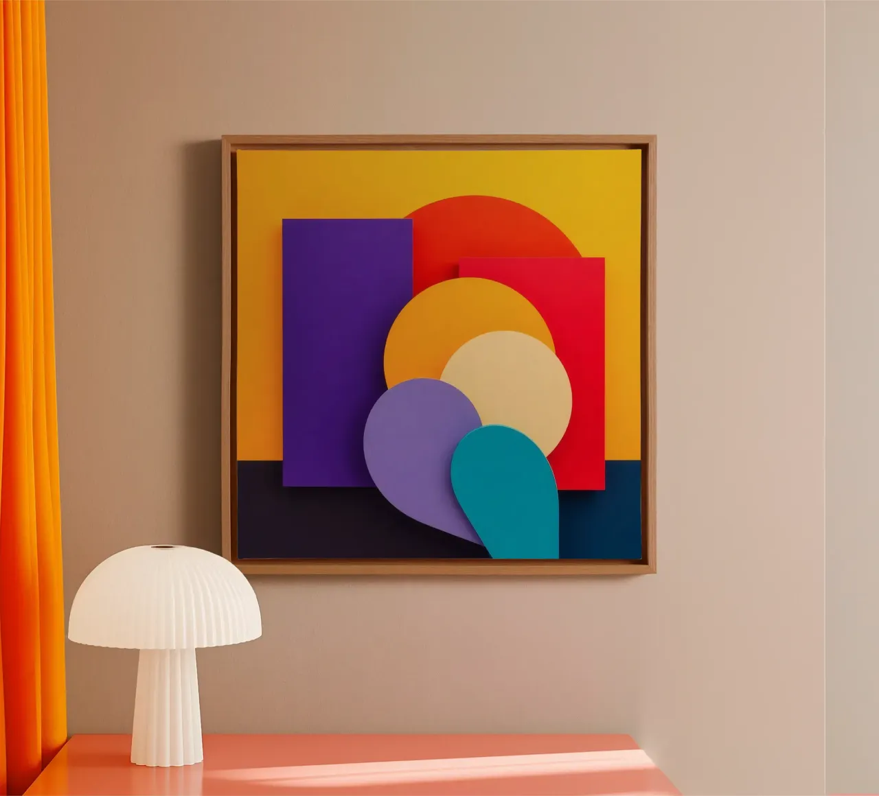 Colorful geometric shapes create an abstract design canvas by DesignDoodle