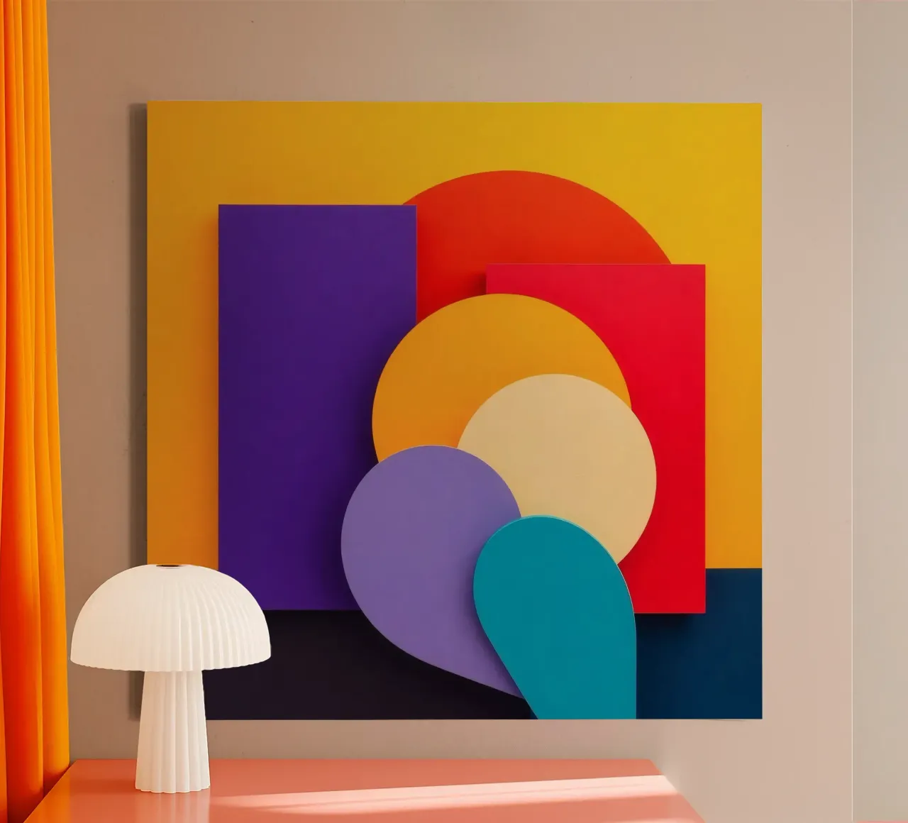 Colorful geometric shapes create an abstract design canvas by DesignDoodle