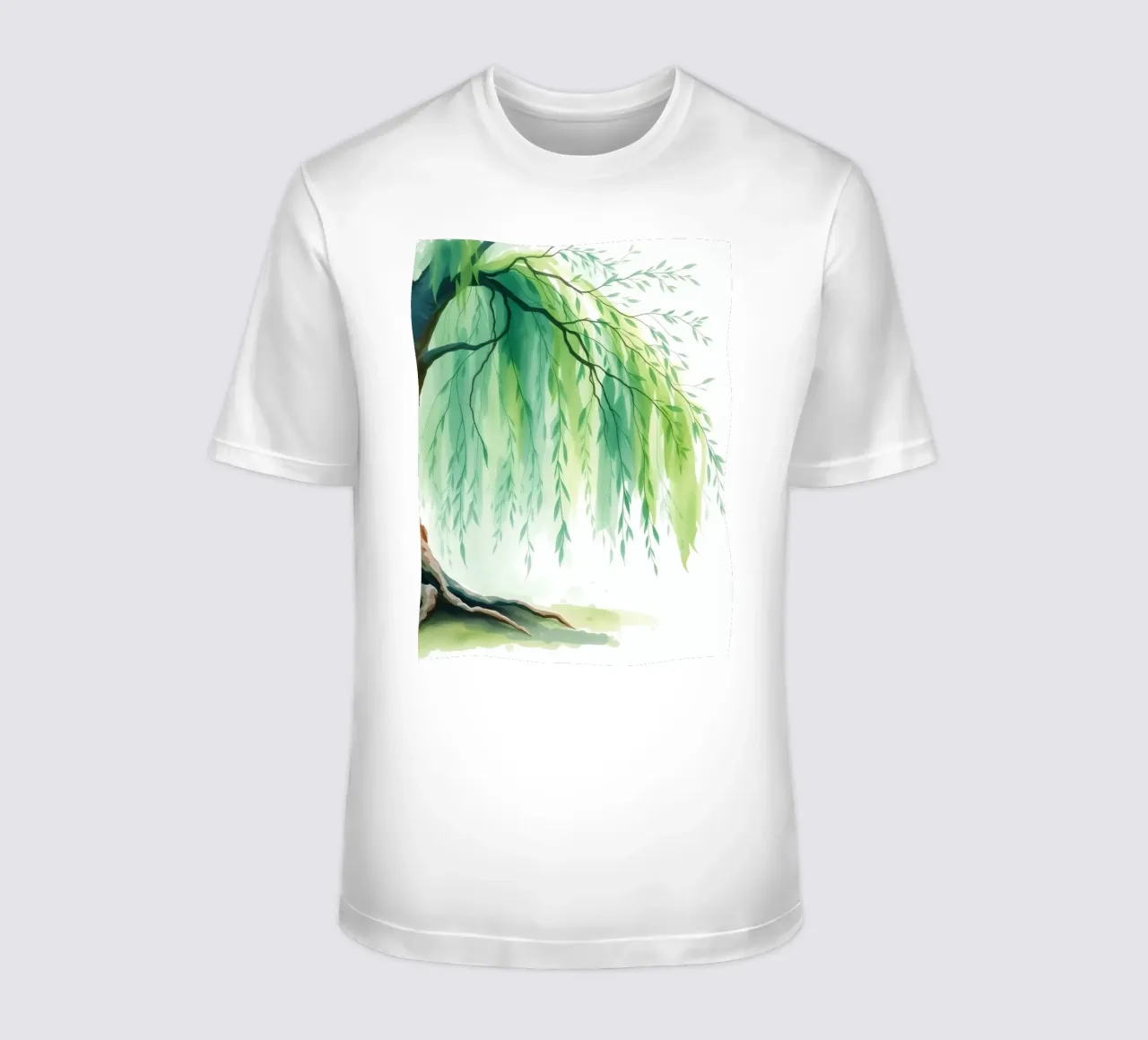 Beautiful willow tree with long green branches swaying t-shirt by DesignDoodle