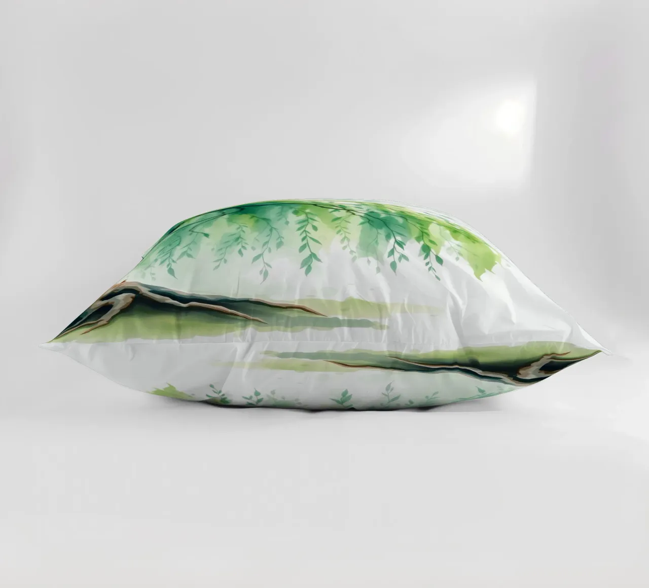Schöner Weidenbaum mit langen grünen Ästen, die sich wiegen Kissen von DesignDoodle