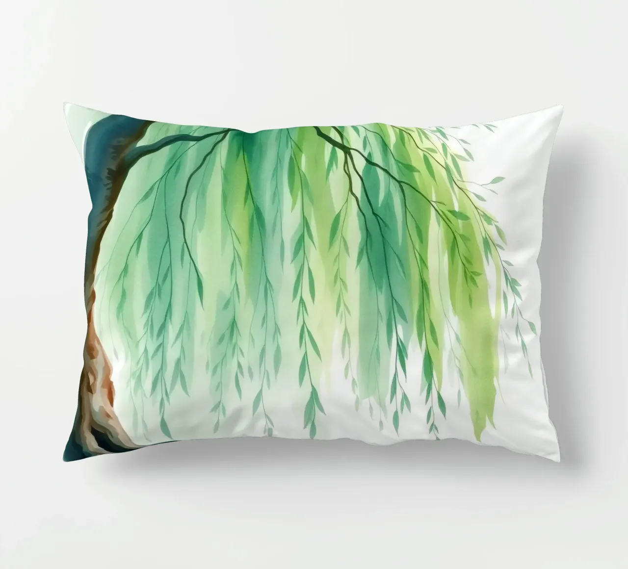 Schöner Weidenbaum mit langen grünen Ästen, die sich wiegen Kissen von DesignDoodle