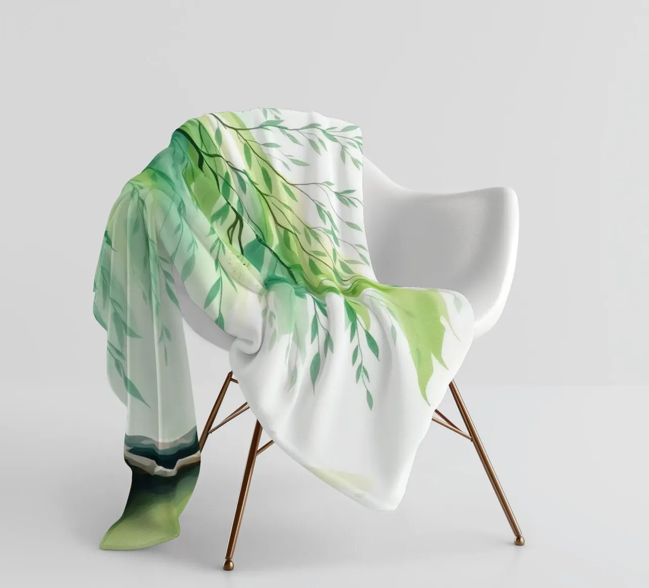 Bellissimo salice con lunghi rami verdi che ondeggiano coperta in pile da DesignDoodle