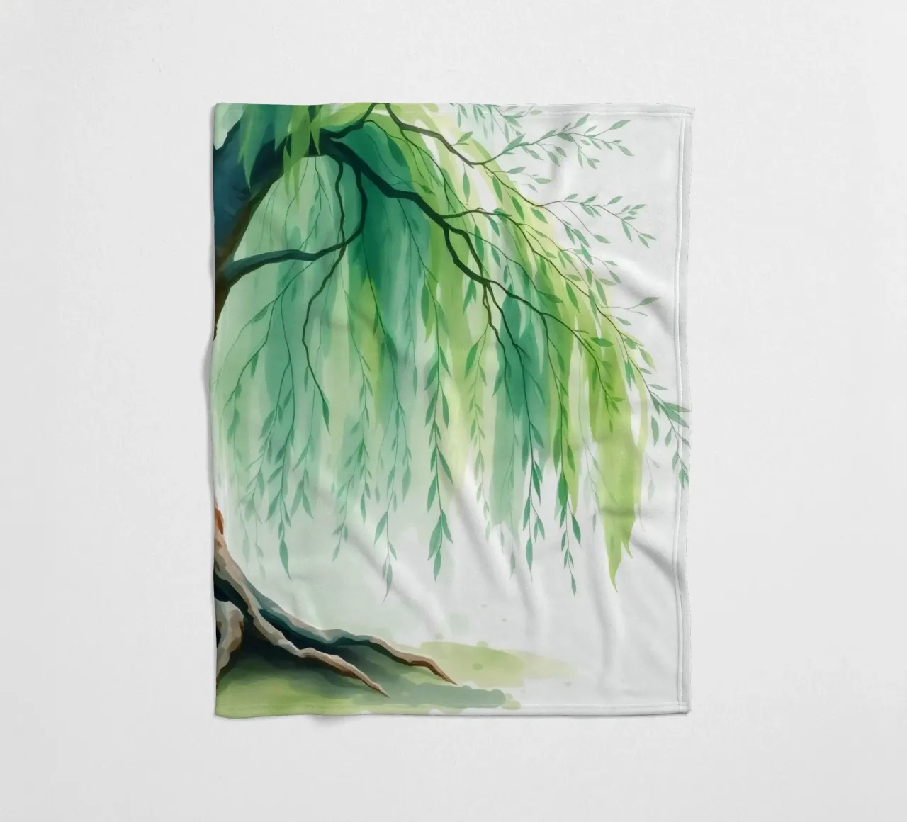 Bellissimo salice con lunghi rami verdi che ondeggiano coperta in pile da DesignDoodle