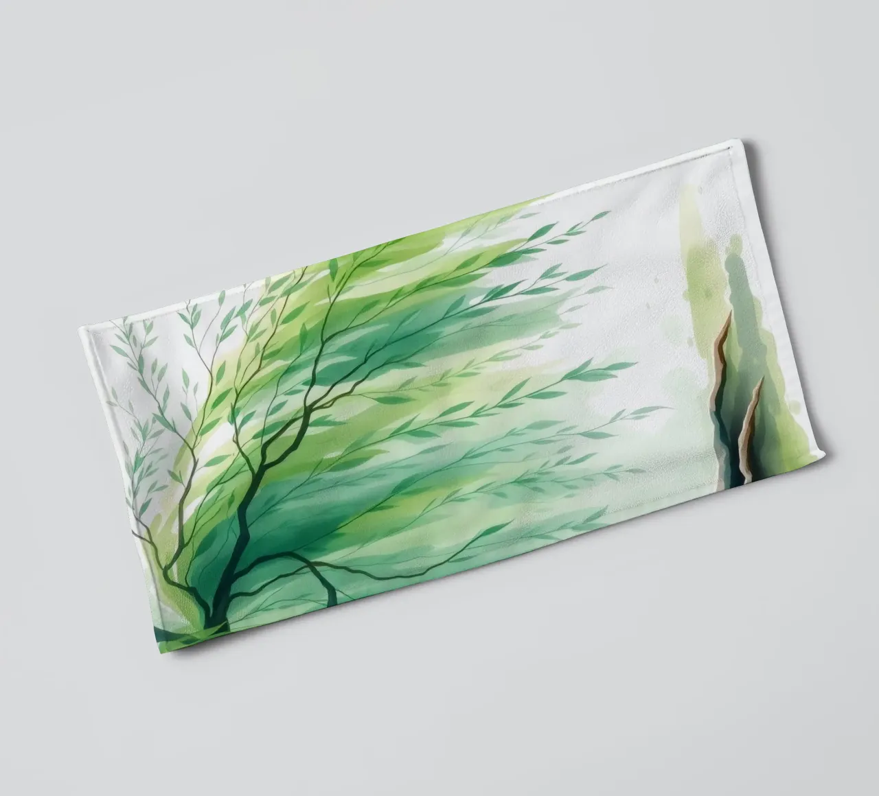 Bellissimo salice con lunghi rami verdi che ondeggiano asciugamano da bagno da DesignDoodle