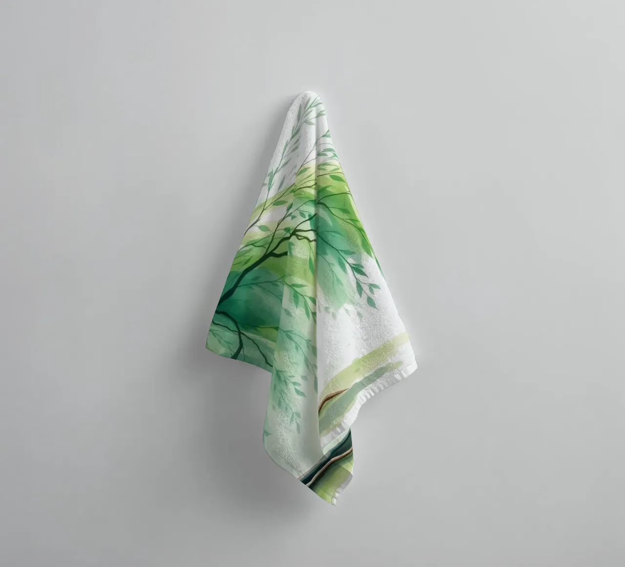 Bellissimo salice con lunghi rami verdi che ondeggiano asciugamano da bagno da DesignDoodle
