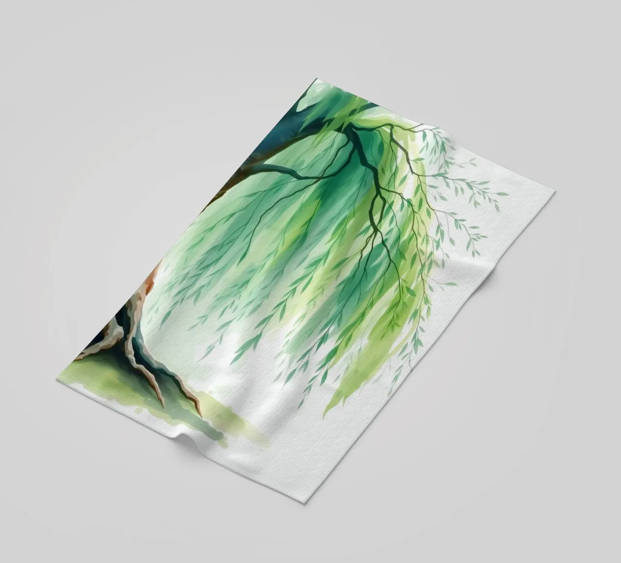 Beautiful willow tree with long green branches swaying beach towel by DesignDoodle