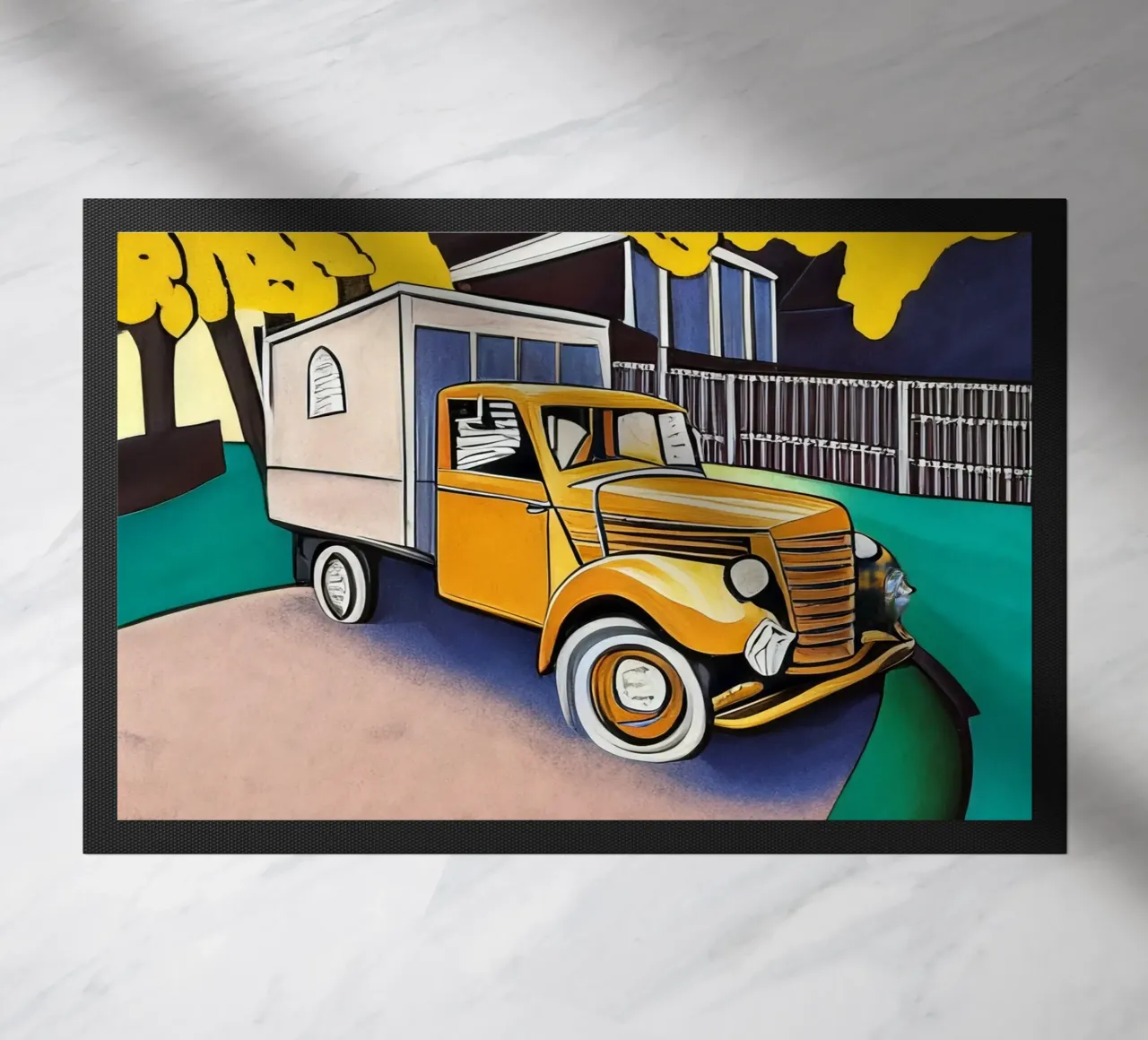 Vintage car_1 doormat by Abstract Art by LK