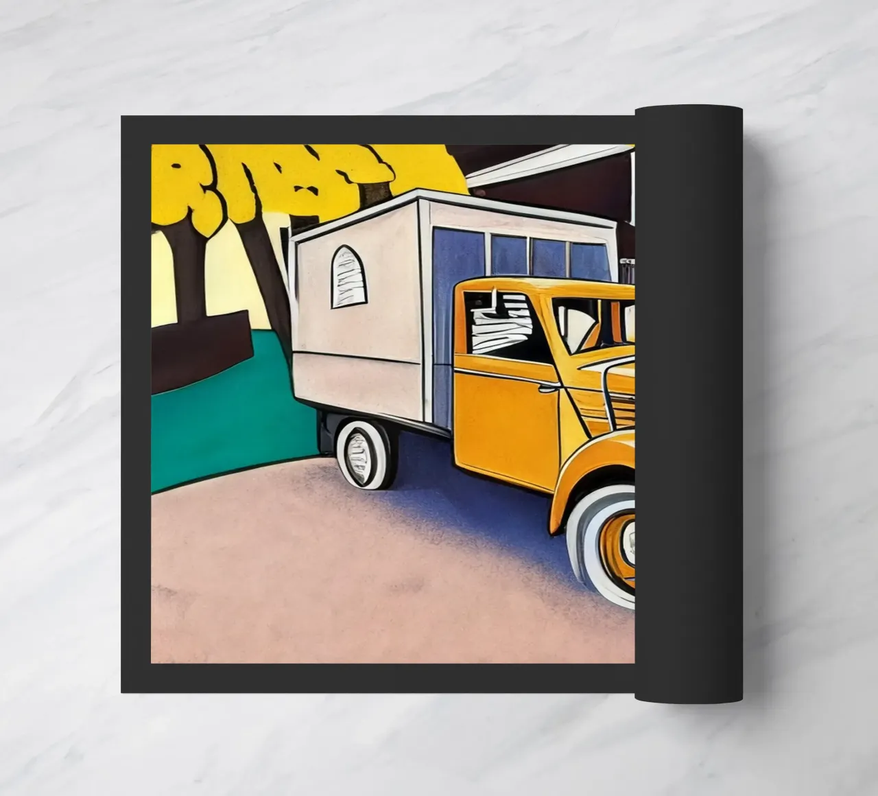 Vintage car_1 doormat by Abstract Art by LK