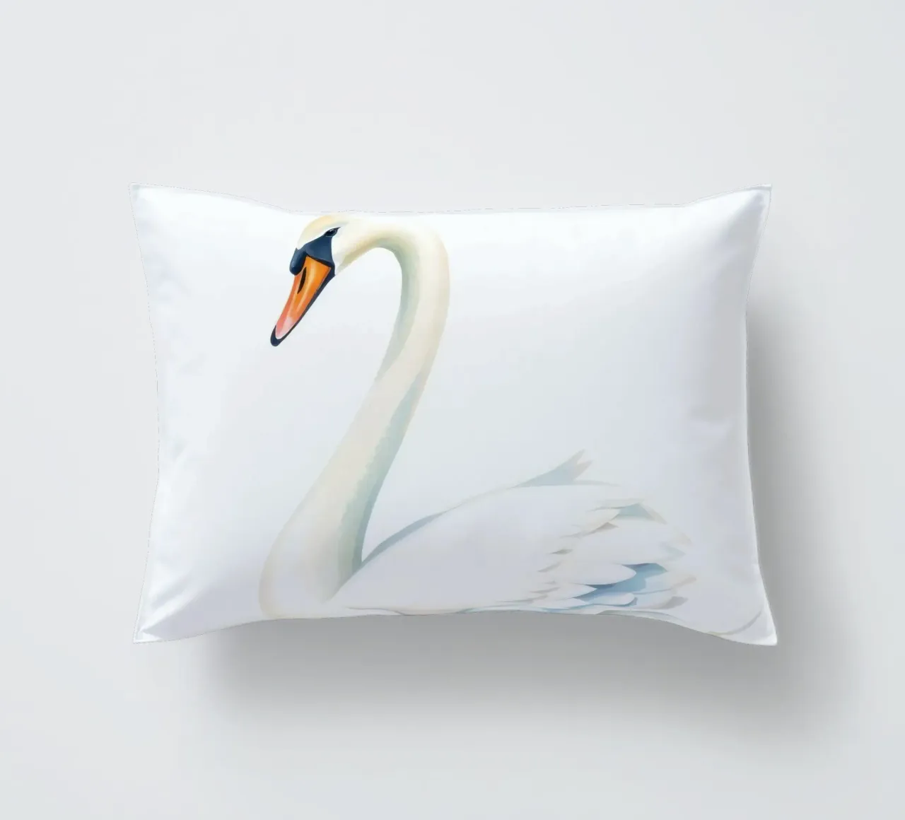 Elegant white swan gracefully gliding on calm water decorative cushion by DesignDoodle