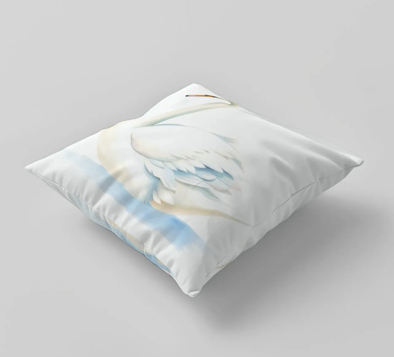 Elegant white swan gracefully gliding on calm water decorative cushion by DesignDoodle