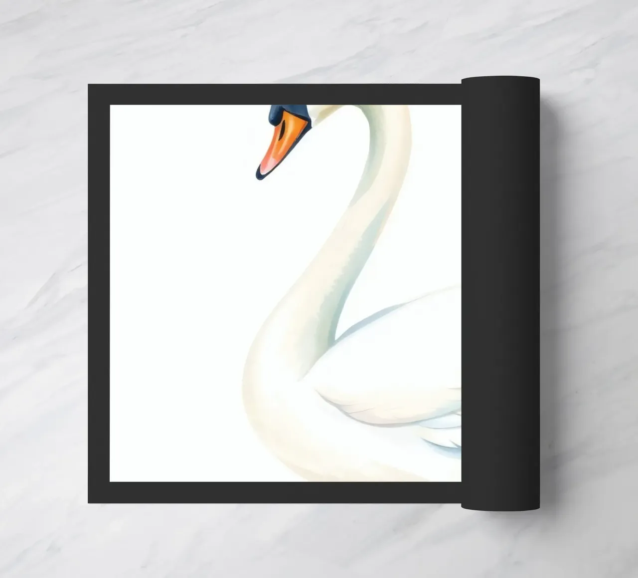 Elegante cigno bianco che scivola con grazia sull'acqua calma zerbino da DesignDoodle