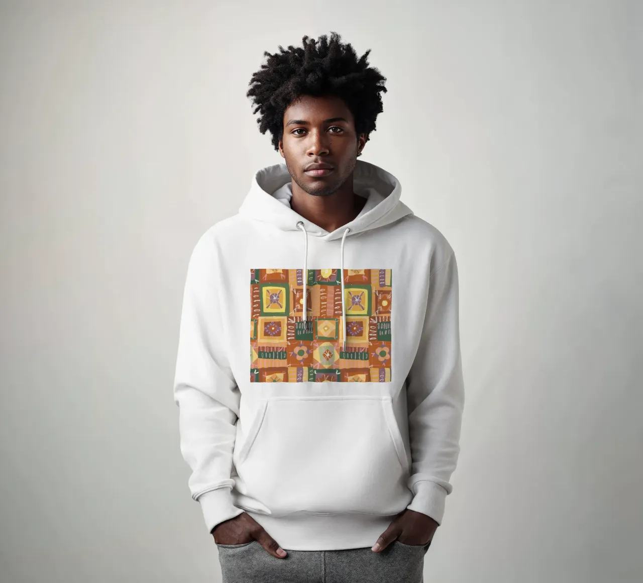 Brown patchwork hoodie by GigiRosado