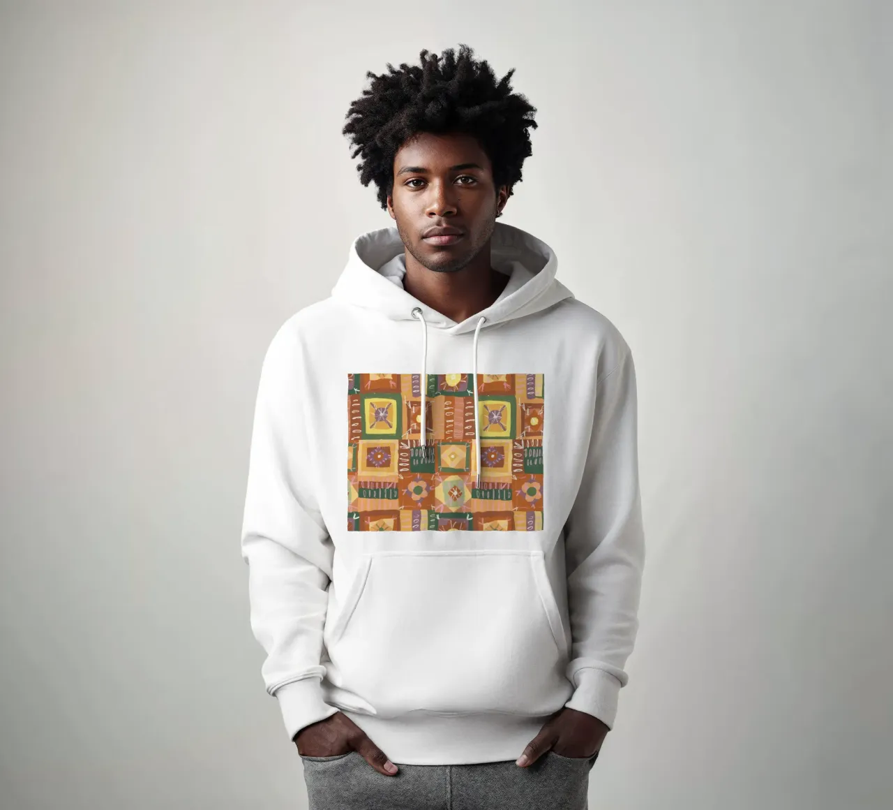 Brown patchwork felpa con cappuccio da GigiRosado
