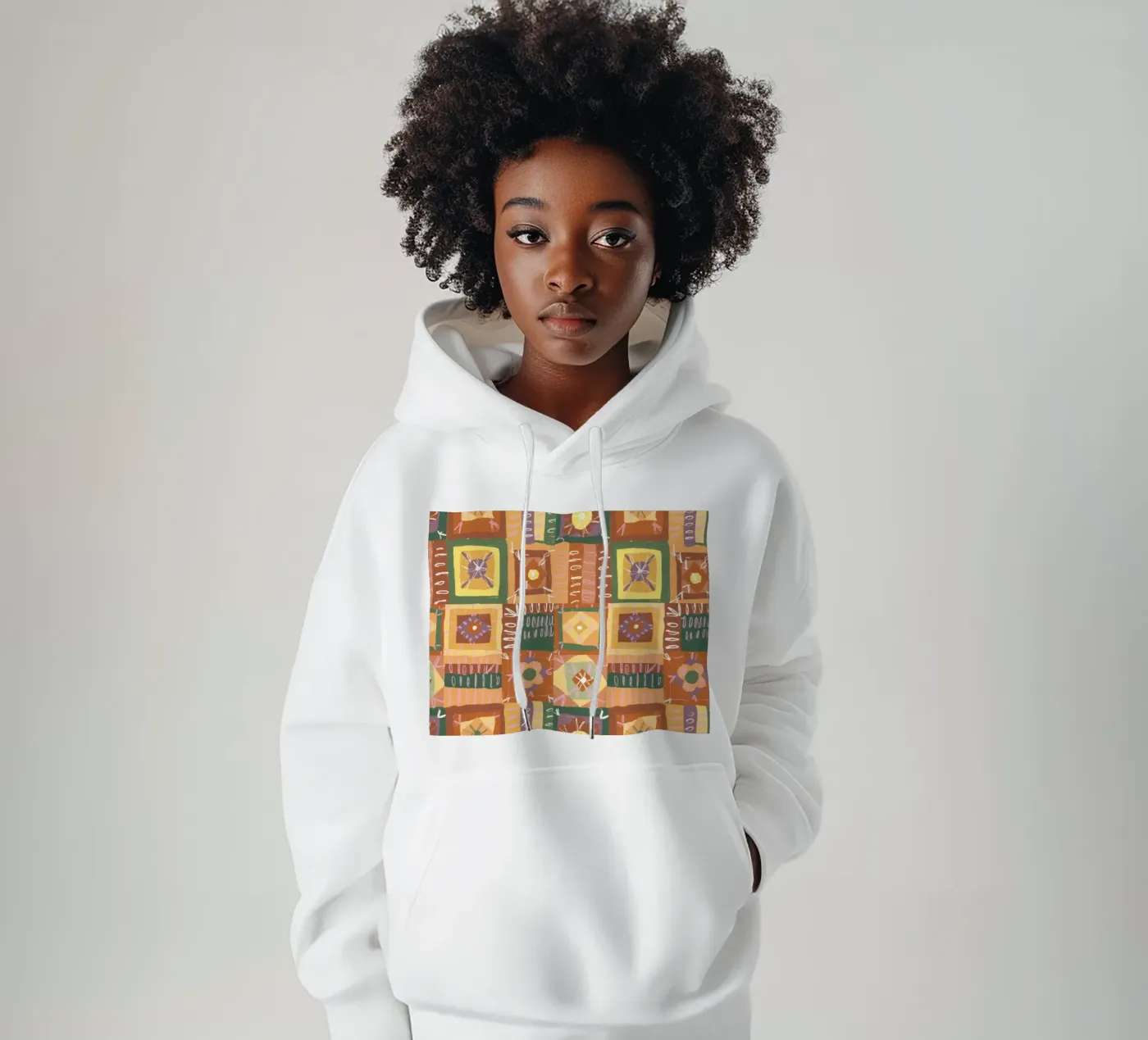 Brown patchwork hoodie by GigiRosado
