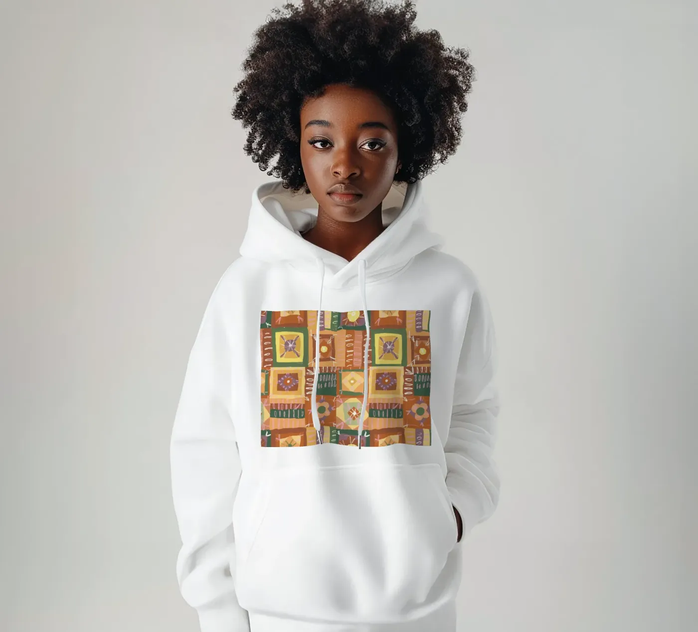 Brown patchwork felpa con cappuccio da GigiRosado