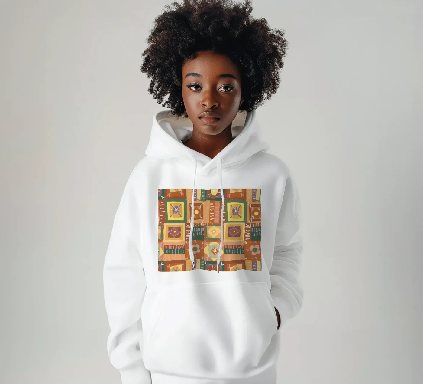 Brown patchwork hoodie by GigiRosado