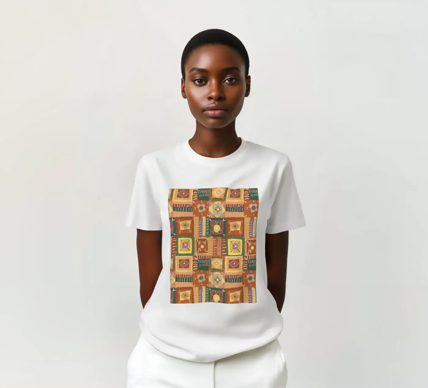 Brown patchwork t-shirt van GigiRosado
