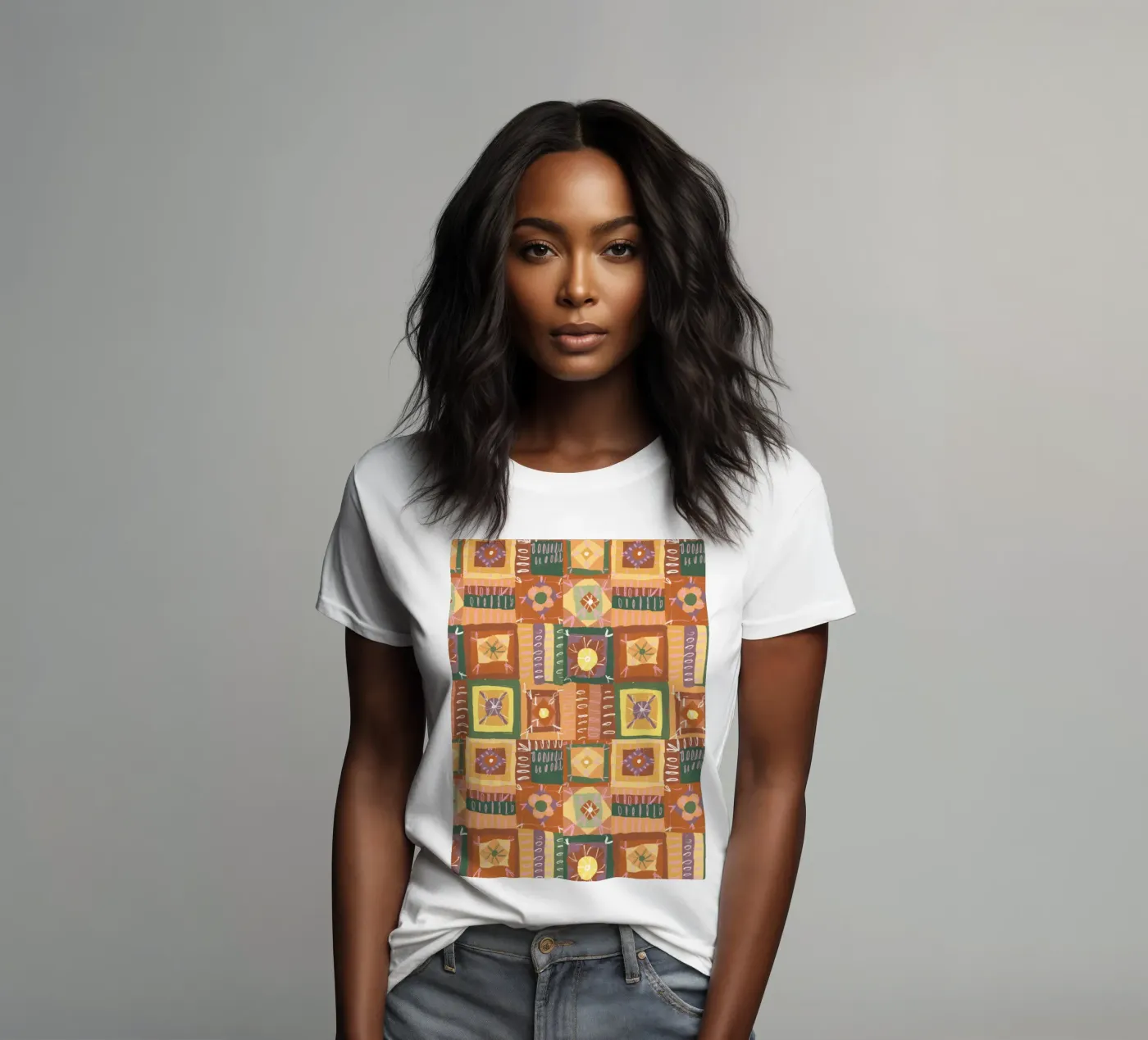 Brown patchwork t-shirt da donna da GigiRosado