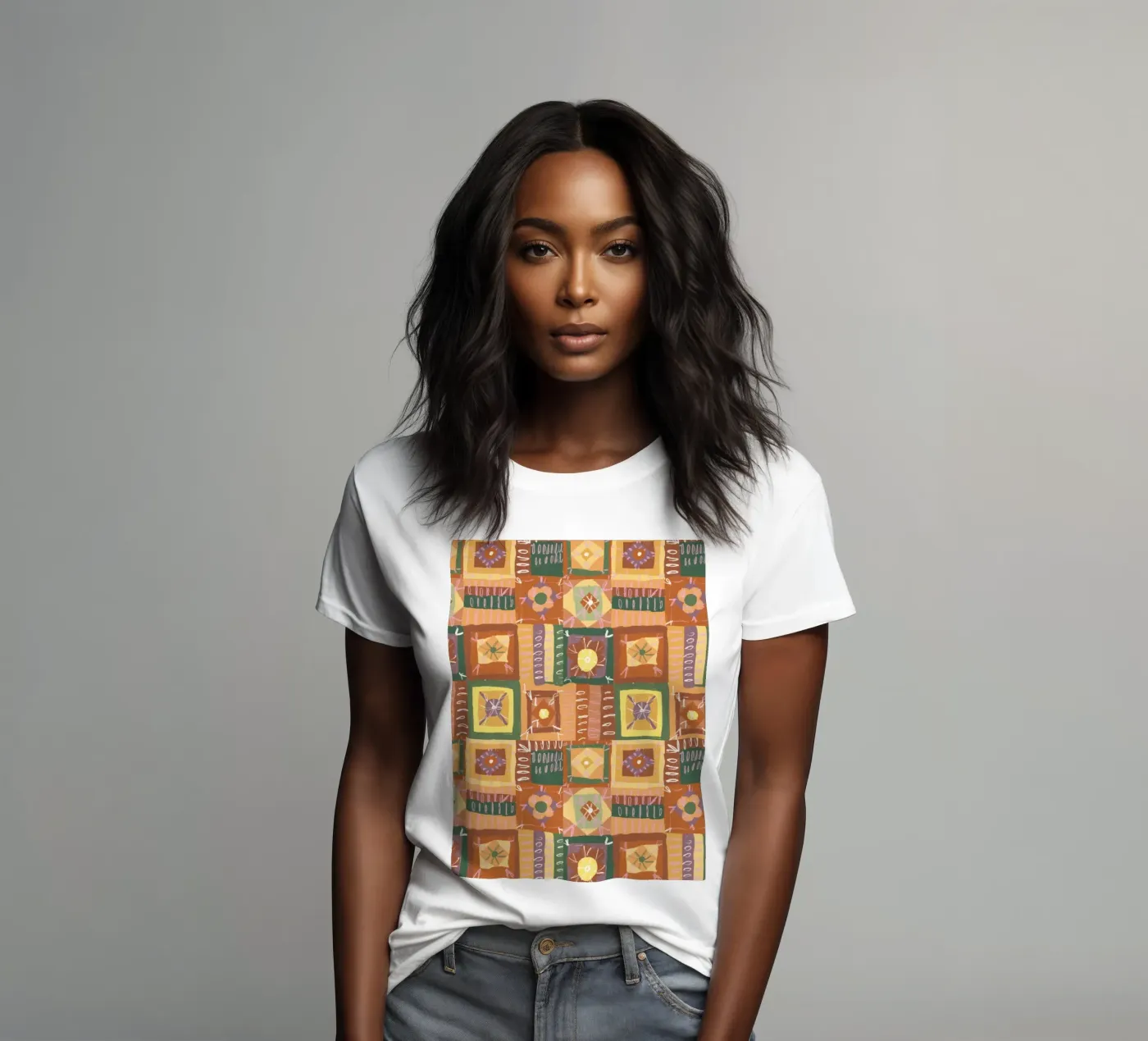 Brown patchwork t-shirt da donna da GigiRosado