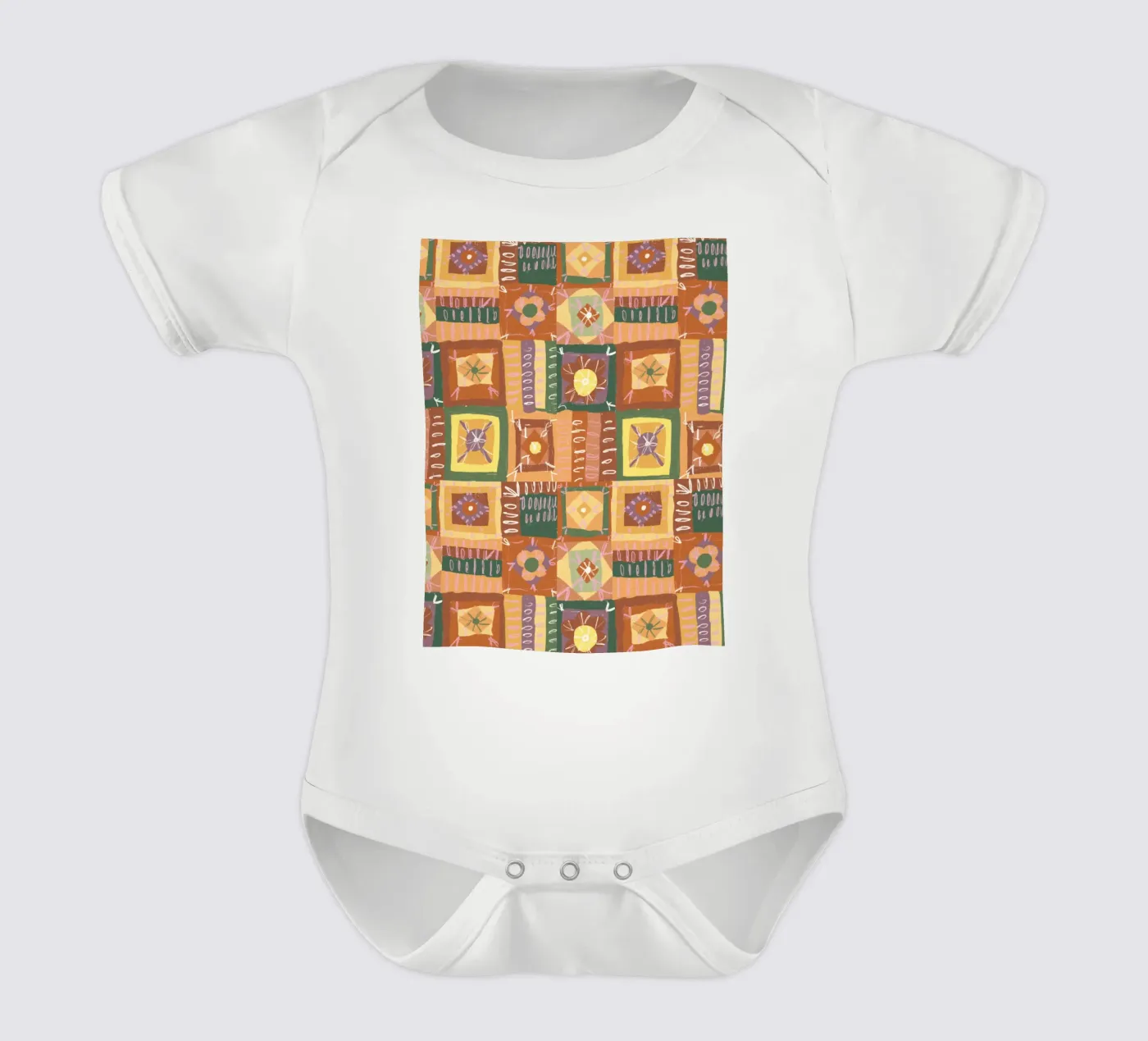 Brown patchwork Kurzarm Babybody von GigiRosado