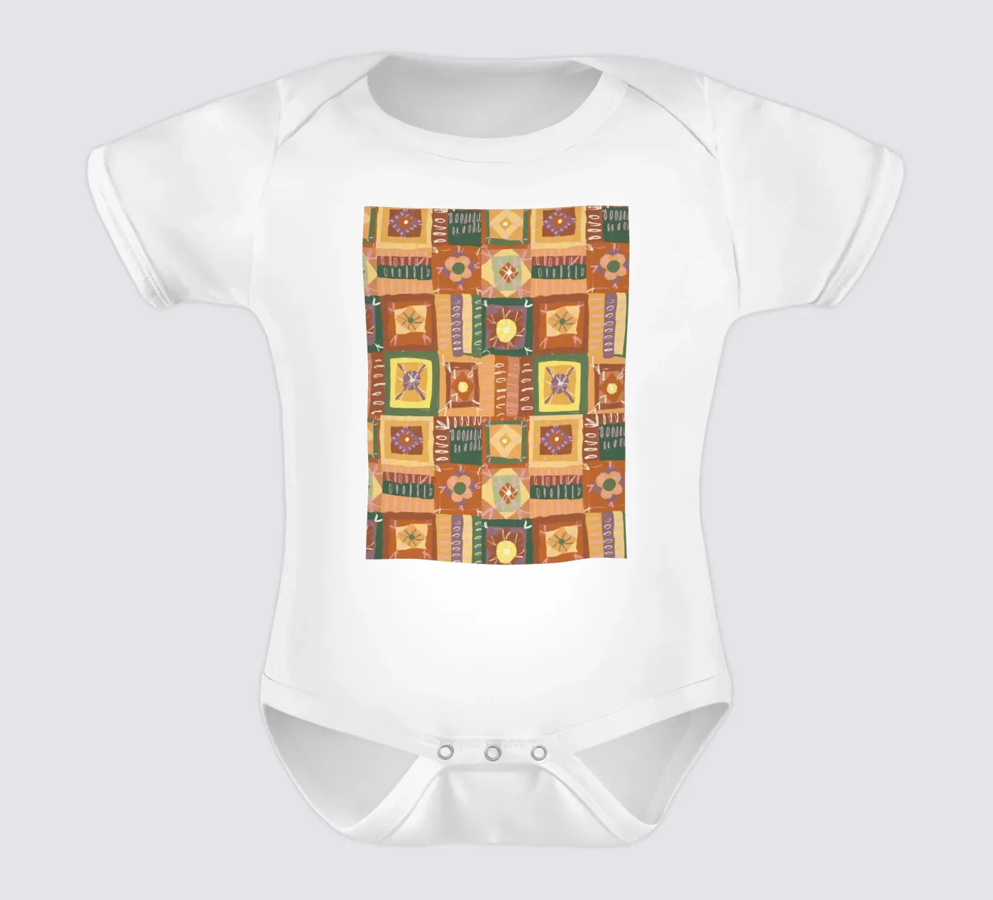 Brown patchwork Kurzarm Babybody von GigiRosado