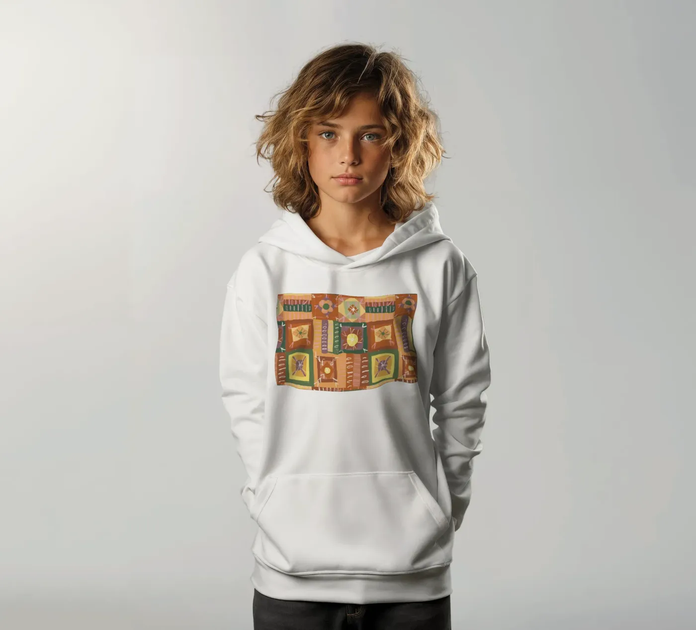 Brown patchwork kinder hoodie van GigiRosado